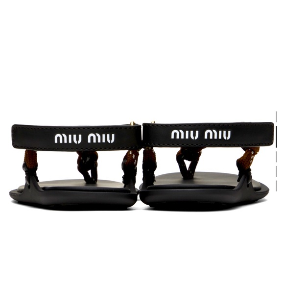 Miu miu brown, and black rivier cord, leather sandal - Picture 2 of 3